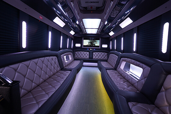 Party bus with modern interior